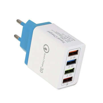 QC3.0 4Ports USB Charger Adapter USB Travel Wall Charger Adapter (COLOR.: DARKBLUE | PLUG: USPLUG)