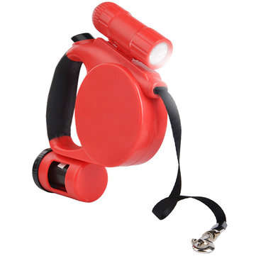 4.5M 20kg Retractable Dog Leash Automatic Walking Leash Lead with LED Garbage Dispenser Night Light