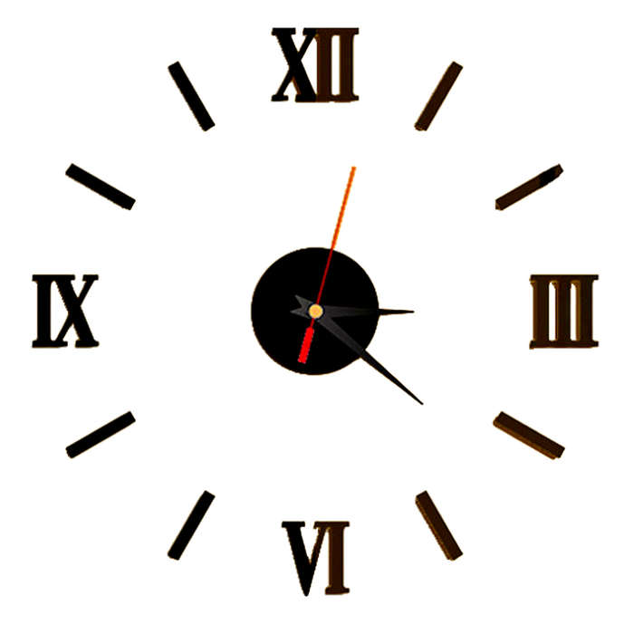 Wall Clock Watch Large Modern Simple DIY Sticker Decal 3D Roman Numeral Hom