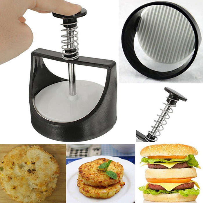 New Plastic Burger Press Slider Patty Mold Stainless Steel Meat Press Maker Cook