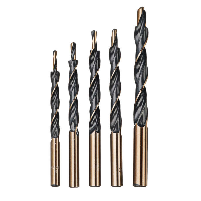 Drillpro 5Pcs Cobalt Drill Hss-Co Twist Step Drill Bits For Manual Pocket Hole Jig Master Woodworkin