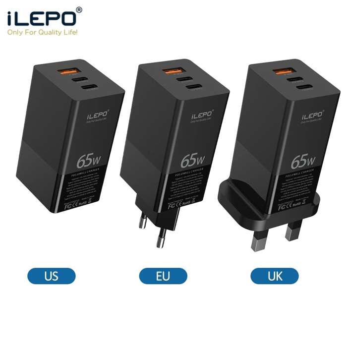 iLEPO GaN Charger 65W PD Fast USB Wall Charger for iPhone 12 Pro Max for Samsung Galaxy Note S20 ult
