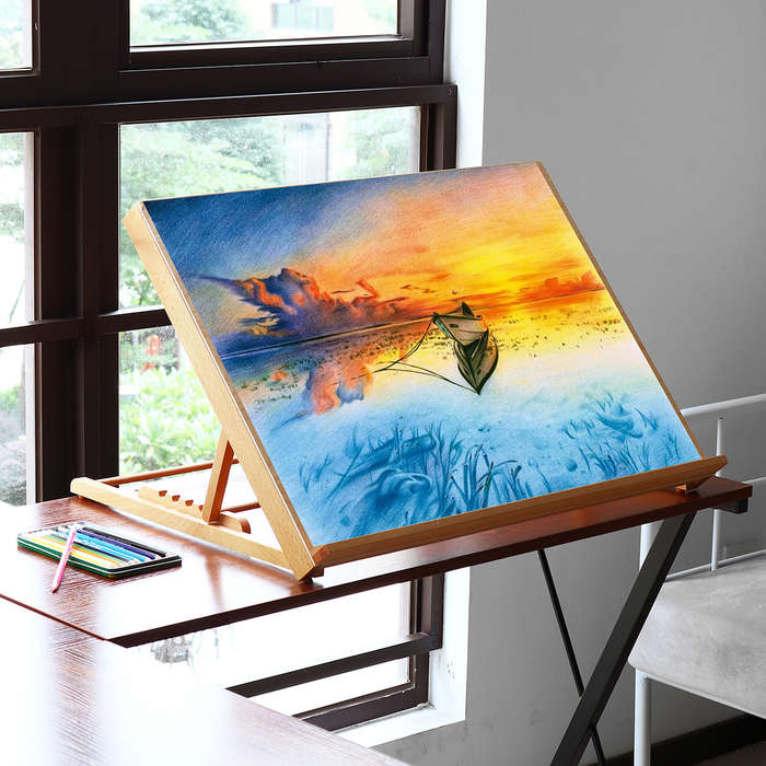 A2 Wooden Easel Sketch Stand Table Adjustable Artist Drawing Board Oil Painting Easels Art Drawing S