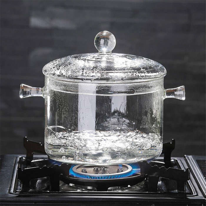 New 1.5/1.7L Resistant Clear Glass Cooker Pot Soup Heat Bowl Food Milk Cooker Tool Heating Kit