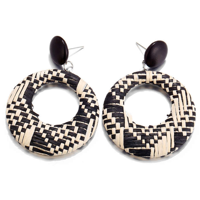 New African Hallow Braided Circle Earring Retro Style Ear Drop Earring For Women