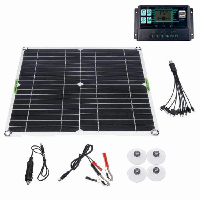 100W Solar Panel Kit 12V Battery Charger 10-100A Controller For Ship Motorcycle