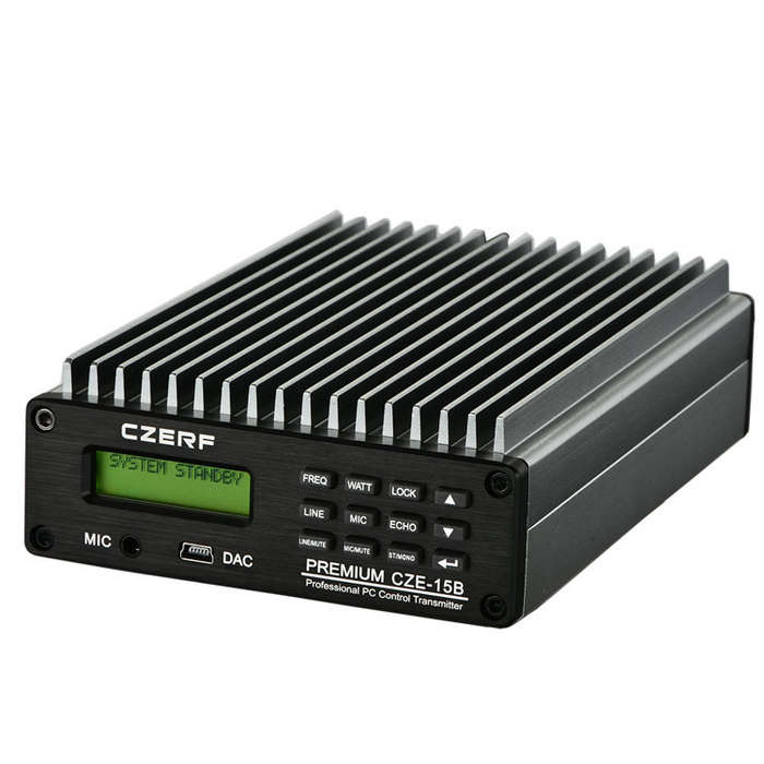 CZERF Stereo PLL FM Transmitter CZE-15B 0.3-15W Wireless Broadcast Radio Station Adjustable (Type A)