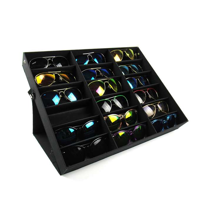 18 Grids Eyeglass Sunglasses Glasses Storage Display Box Grid Stand Case Box