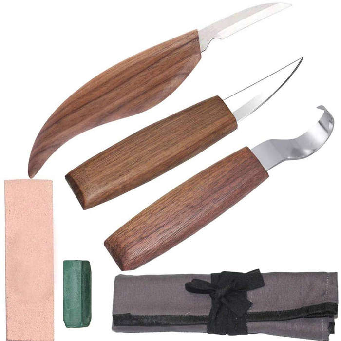 5pcs Wood Carving Knife Chisel Woodworking Whittling Cutter Chip Craft Hand Tool (Size 5)