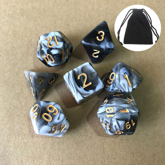 7pcs Polyhedral Dices TRPG Game Dungeons And Dragons Dices with Storage Bag (Color Green)