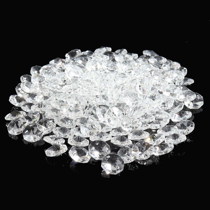 200PCS 14MM Diameter Clear Crystal Glass Chandelier Part Prisms Octagonal