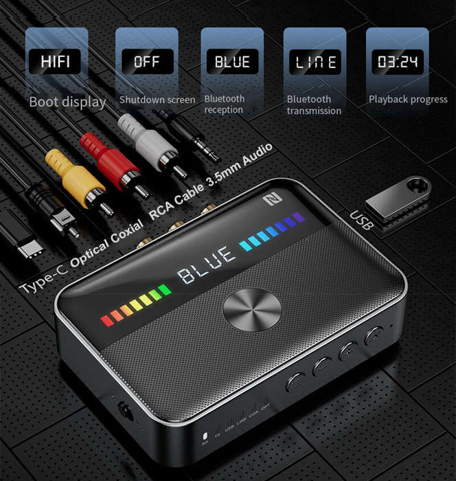 Silver - OMS-M13 Pro NFC bluetooth Receiver Transmitter Digital to Analog Converter Low Latency HiFi