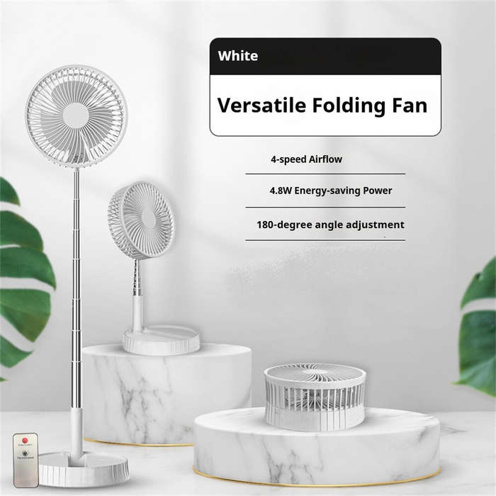 White - Tevorex 7200mAh Telescopic Folding Fan USB Charging Portable Mini Electric Fan Dormitory Out