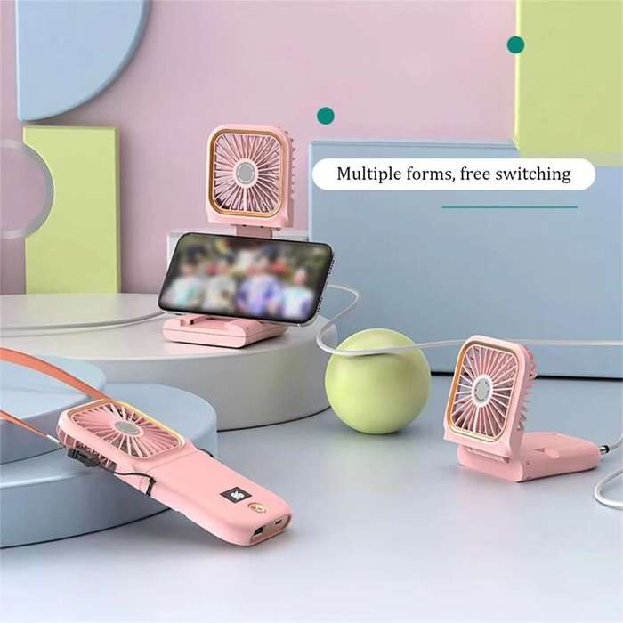 White - Portable Neck Hanging Fan USB Rechargeable Mini Foldable Fan with 3000mAh Battery for Handhe