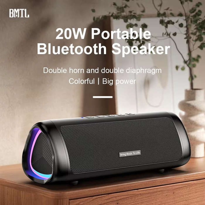 Black - XDOBO BMTL 20W bluetooth Speaker Portable Speaker Dual 52mm Drivers Dual Bass Diaphragm RGB