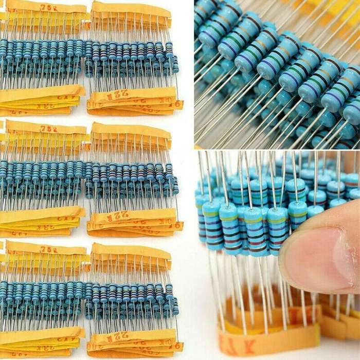 with box - Metal Film Resistor Kit 130 Values 1R to 2.2M Ohm 2W 1% Tolerance 650PCS Electronic Compo