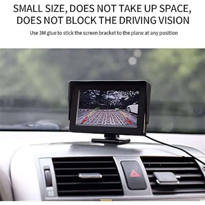 Black - 4.3-inch Car LCD Monitor High-Resolution Display Auto-Switching AV Input for Car Screen