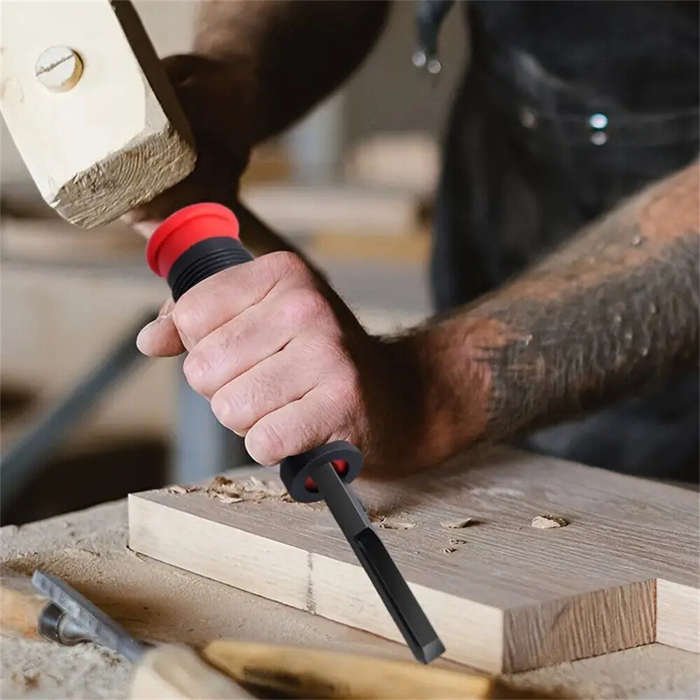 Red - 90 Right Angle Corner Chisel Mortise Chisel High Carbon Steel Blade Plastic Handle 2.76 Inch D