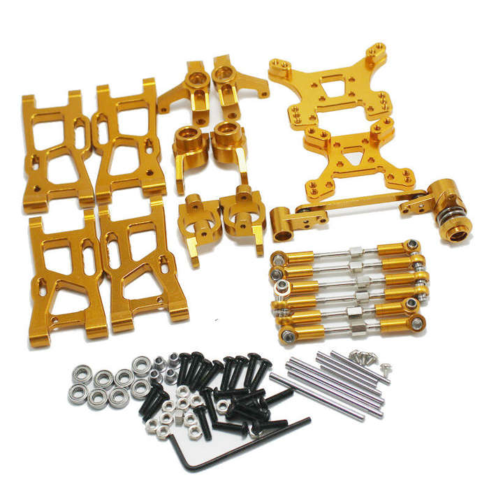 Blue - Wltoys 144001 144010 124019 124017 124018 1/14 Metal Upgrade Swing Arm Steering Seat Rear Whe