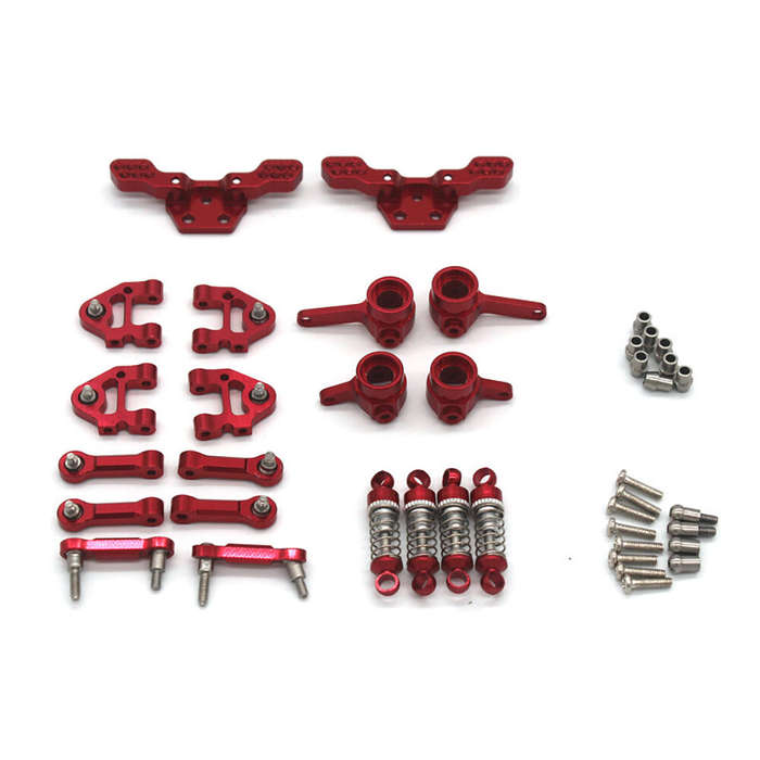 Red - Upgraded Metal Parts Set Steering Cup Rear Wheel Seat Suspension Arm Upper Linkage Rod Shock A