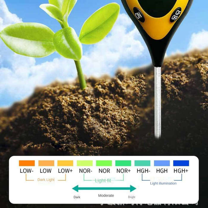 Green - 4 in 1 Professional Soil Tester Moisture PH Temperature Sunlight Intensity Meter Digital Dis