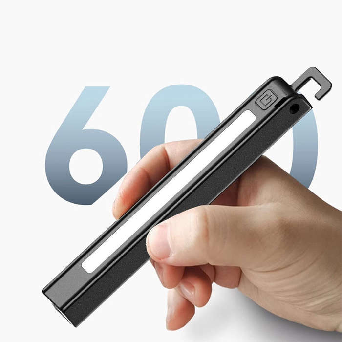 Black - Portable LED +COB Mini Nursing Strong Light Rechargeable Emergency Ruler Work Light Flashlig