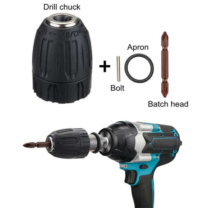 Black - 14PCS Electric Impact Wrench Hex Socket Adapter Kit Drill Chuck Drive Adapter Set Metal Silv