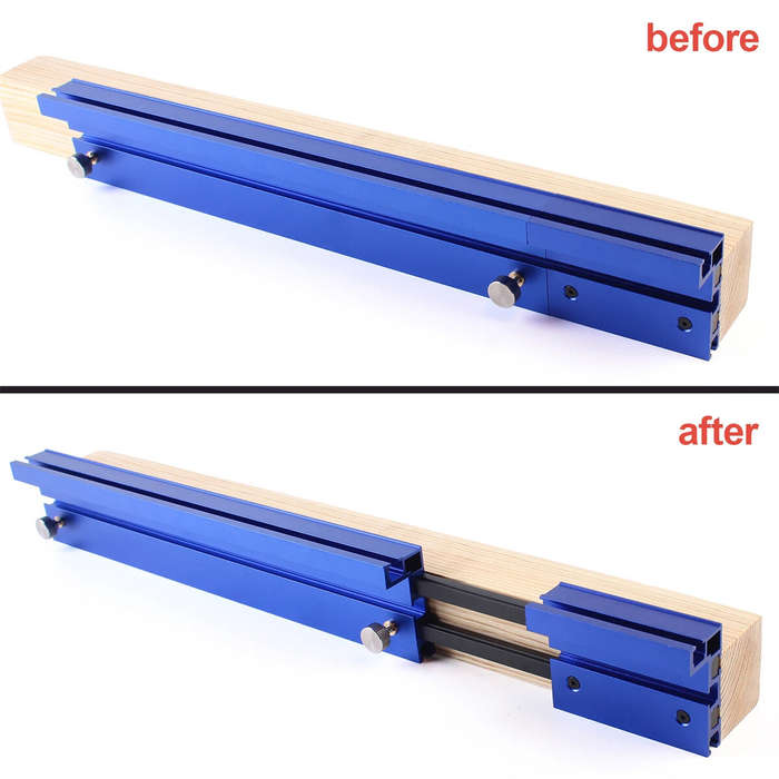 Blue - 75 Type Woodworking Profile Router Fence Aluminum Telescoping Miter Gauge Fence T-Track Fence