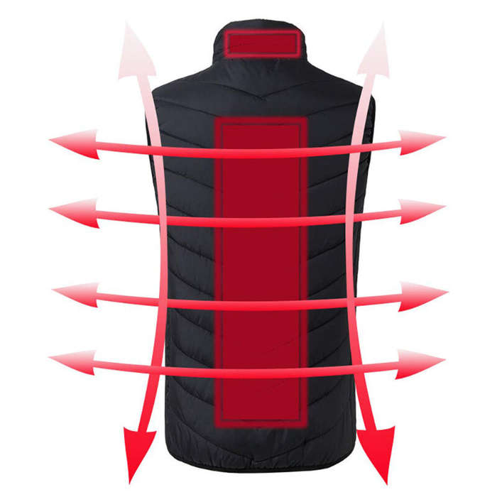 4XL - TENGOO HV-02 Unisex 2 Zone Heating Vest 3-Gears Heated Jackets USB Electric Thermal Clothing W