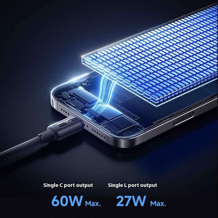 White - Baseus CB000189 60W Type-C to Type-C+Type-C+iP Cable Fast Charging Data Transmission Tinned