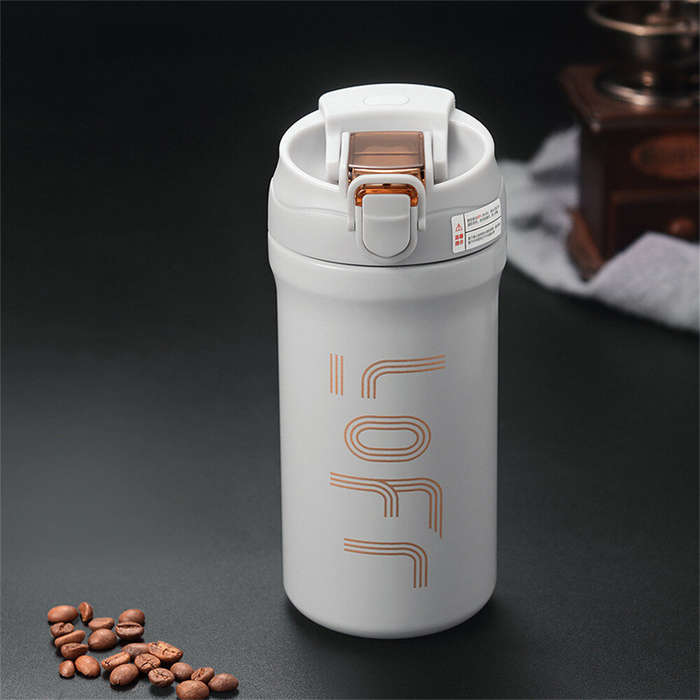 Black - IPRee 600ml/21OZ Portable Thermal Coffee Mug with Straw Double Wall Insulated Sublimation Tu