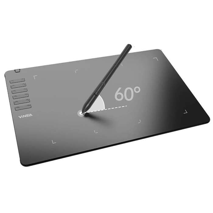 Black - VINSA T1161 Graphics Drawing Tablet with 12 Physical Shortcut Keys 300x188mm Sensing Area 8