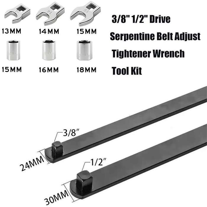 8Pcs - Automotive Belt Tensioner Adjuster Tool Kit High Strength Steel for Professional Repair