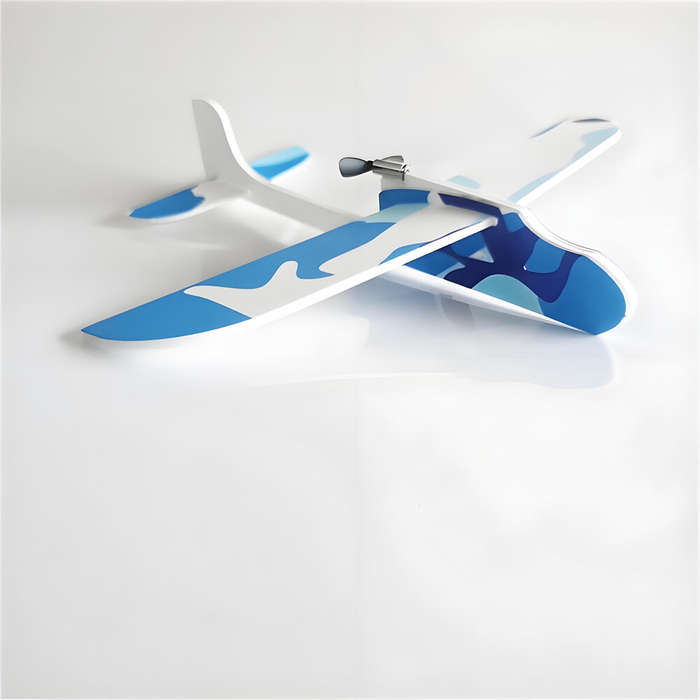 Blue - Single Wing Airplane Model Electric Foam Glider Assembly kit Science Education Outdoor Childr