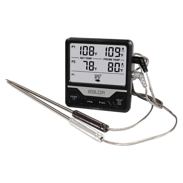 Black - BALDR Split Dual Probe Food Thermometer Large Screen Electronic Food Thermometer Intelligent