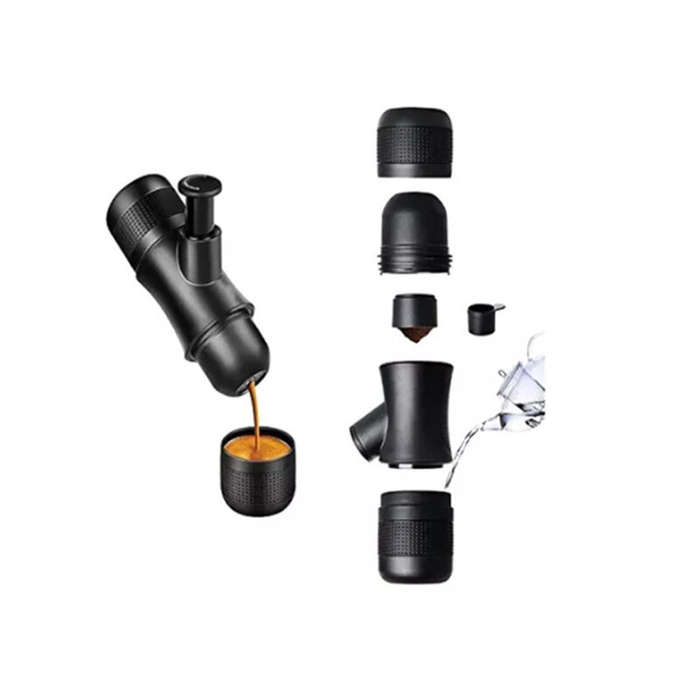 Black - Mini Portable Hand-Powered Espresso Coffee Machine Portable Hand Press Espresso Coffee Machi
