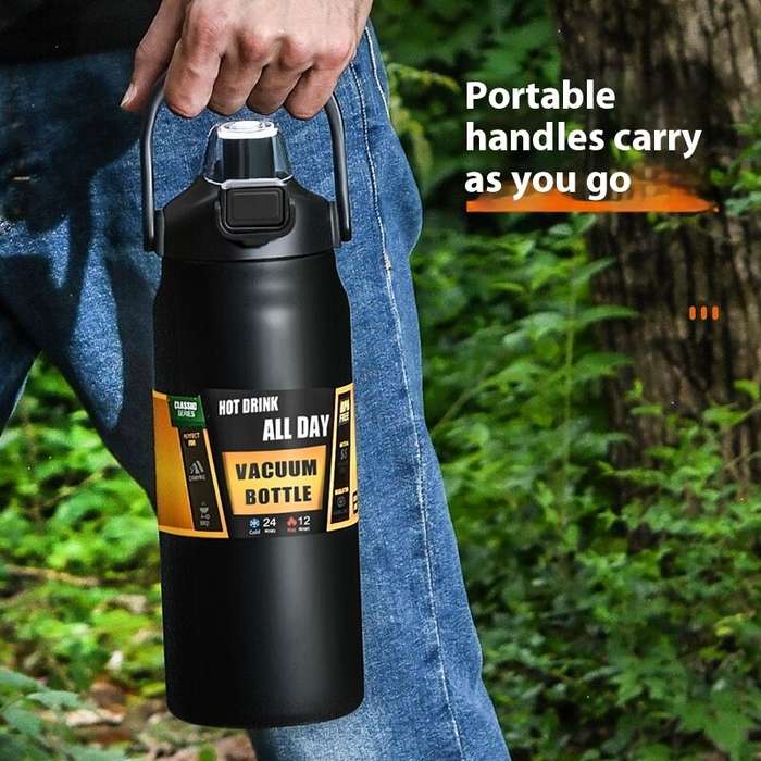 White - 1000ml/33oz 304 Stainless Steel Portable Thermal Flask Water Bottle Cold Hot Thermos Insulat