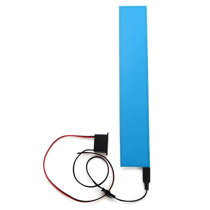 Blue - 12x2 Inch 12V Flexible Electroluminescent Tape EL Panel Backlight Decorations Light with Inve