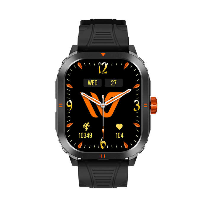 Black - Weofly Pioneers 1.95inch AMOLED Display bluetooth Call Heart Rate Blood Pressure Blood Oxyge