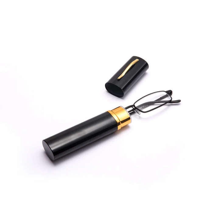 +350 - Portable Mini Lightweight Reading Glasses with Pen Tube Case Anti-blue Light Presbyopic Glass