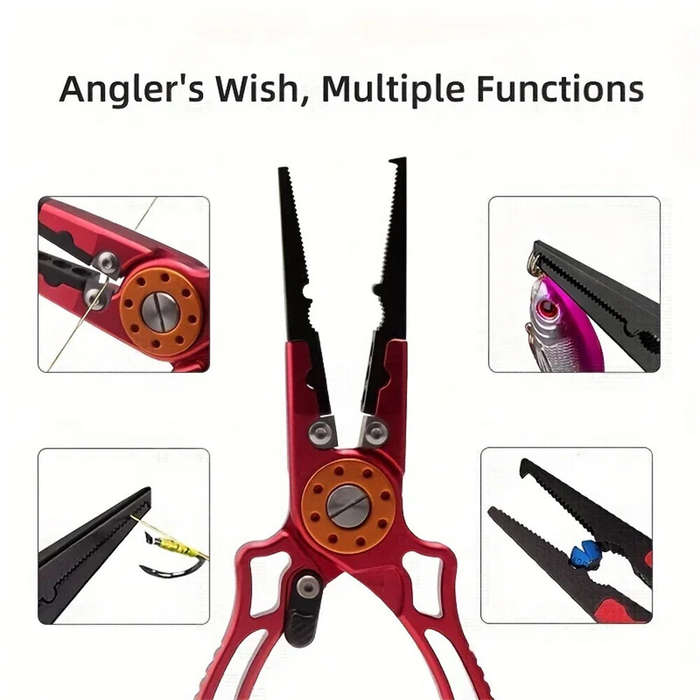 Red - IPRee Aviation Aluminum Wire Pliers Multi-functional Fishing Pliers Outdoor Fishing Tools Fish