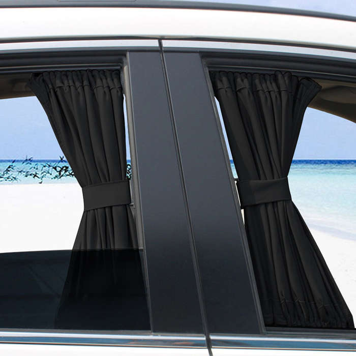 S - 2pcs Universal Car Sunshade Side Window Curtains Automatic Folding UV Protection Pure Cloth Sun