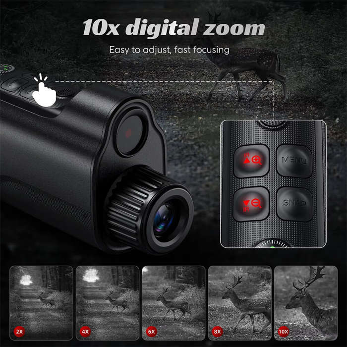 Black - IPRee Monocular Night Vision Telescope 2 Inch Screen Mini Pocket Monocular 10X Digital Zoom