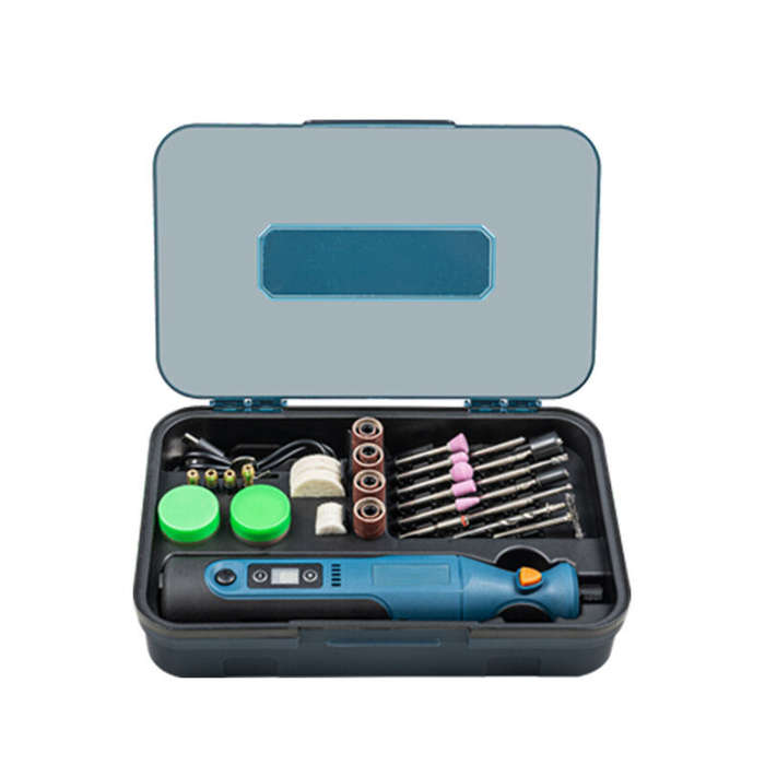 Blue - 66pcs Electric Cordless Rotary Tool Kit 7.4V Rechargeable 50W 25000RPM Precision Grinding Pol