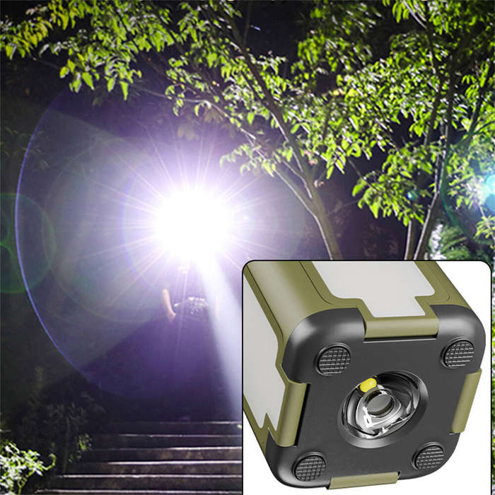 Green - IPRee Portable Solar Camping Lantern LED Rechargeable Outdoor Hanging Tent Lamp Folding LED