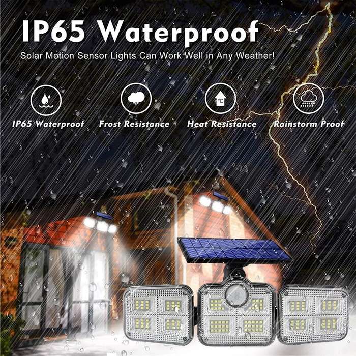 Separation-171 COB - Elfeland 108/122/138/171 LED Solar Lights 3 Head Motion Sensor 270 Wide Angle I