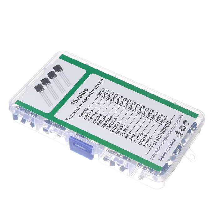 300pcs - 300Pcs 15 Value Transistor Assortment Kit NPN PNP TO-92 Package 20 pcs Each Semiconductor C