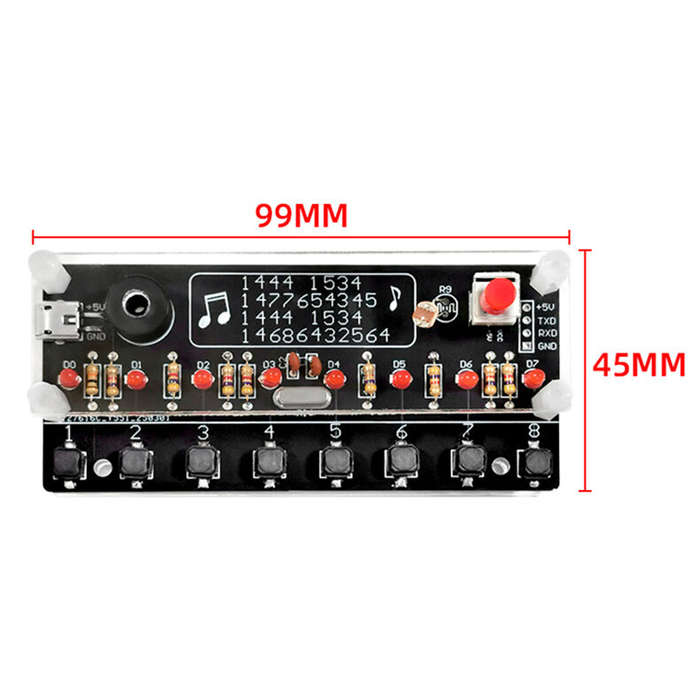 DIY Kit - Electronic Piano Kit 8-key Interface Three-tone 14 built-in Songs LED Lighting Effect 5V P