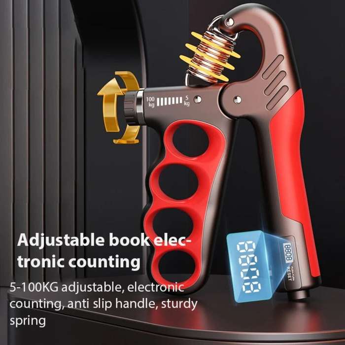 Orange - KALOAD 5-100 KG Adjustable Resistance Electronic Counting Hand Grip Strength Trainer Wrist