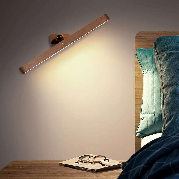 Yellow - Cordless Mirror Front Light USB LED Night Light Makeup Light Wooden LED Night Light USB Mag